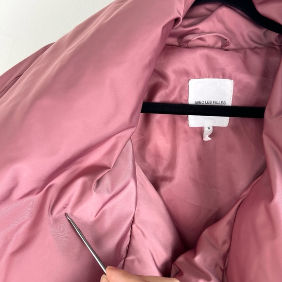 AVEC LES FILLES Pink Puffer Wrap Jacket, Small, Thermal Puff Coat, Dusty Rose - Picture 13 of 16